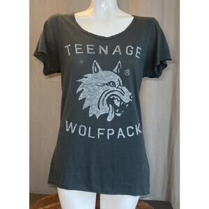 Zoe Karssen T-Shirt Washed Black Short Sleeve Cotton Teenage Wolfpack Size Small